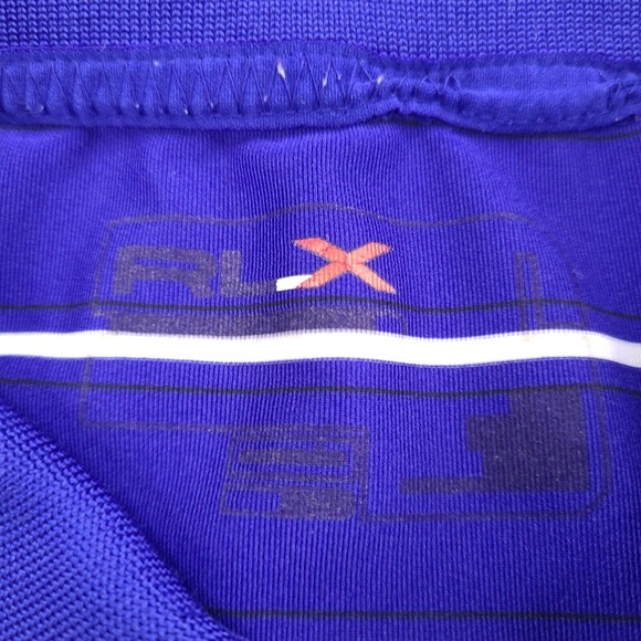 Ralph Lauren RLX Polo Shirt Mens Large Blue Striped Golf Casual Logo - Picture 4 of 14